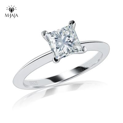 M-JAJA 1 Karat Prinzessschliff Moissanit Verlobungsring für Damen S925 Silber Vergoldet Diamant Ehering Feiner Schmuck