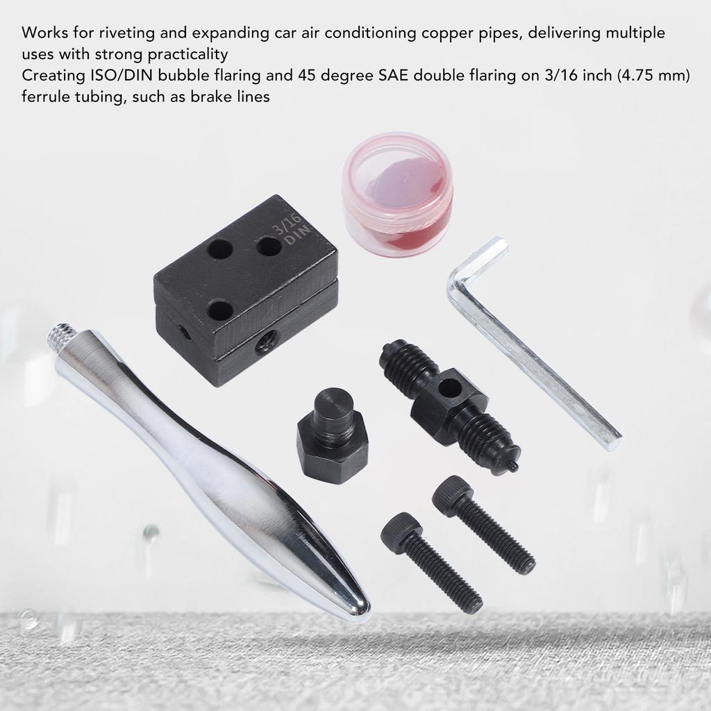 Car Brake Line Flaring Tool Anti  Multi Functional Compact Steel Brake Pipe Reamer for 45 Degree SAE Double Flaring