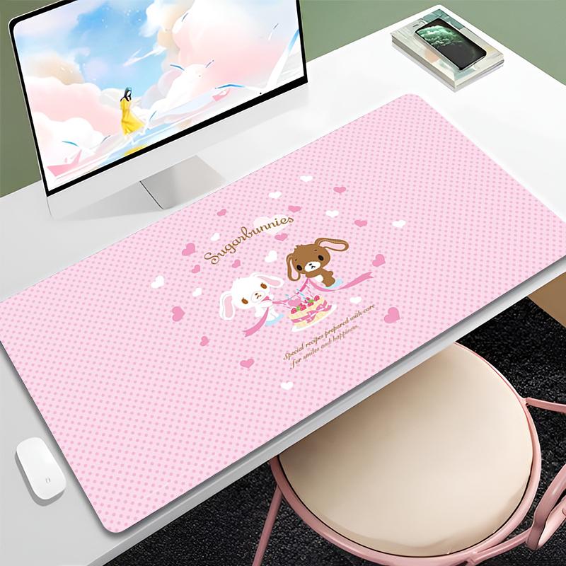 Pink Cute Mouse Pad Laptop SSugar Bunnies Nonslip Computer Mouse Mats Gamer Laptop Pad Pc Accessories Kawaii Mousepad Deskpad