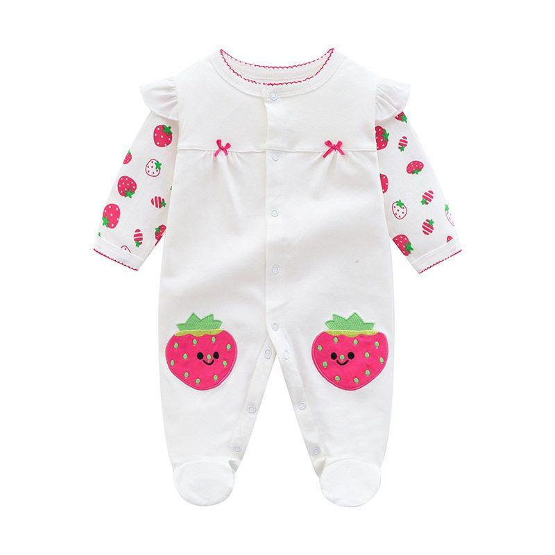 Baby Jumpsuit Spring and Autumn Pure Cotton Long-Sleeved Newborn Baby Jumpsuit with Foot Cover Children's Pajamas Romper with Foot Cover