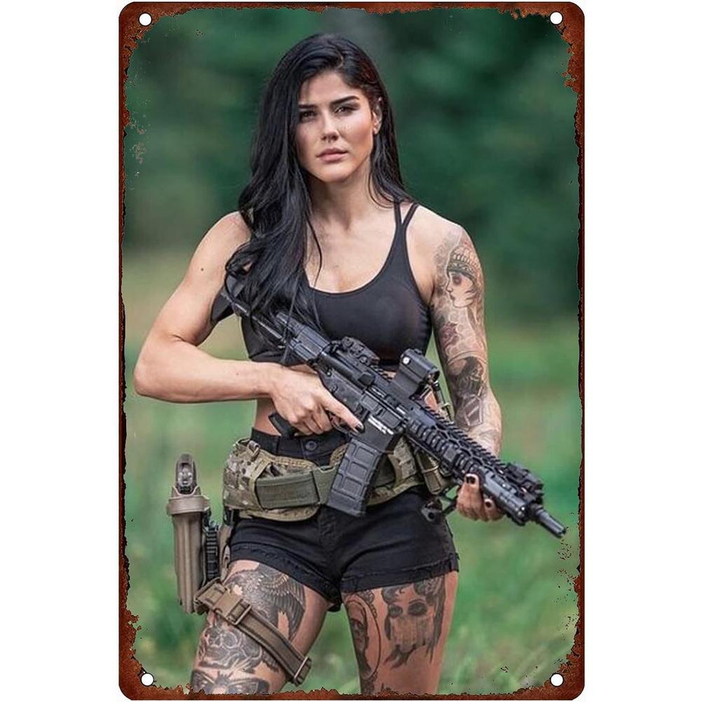 Metal Tin Signs Military Pinup Wall Decoration Plaque Vintage Art Poster Iron Painting for Man Cave Home Cafe Garden Club Bar