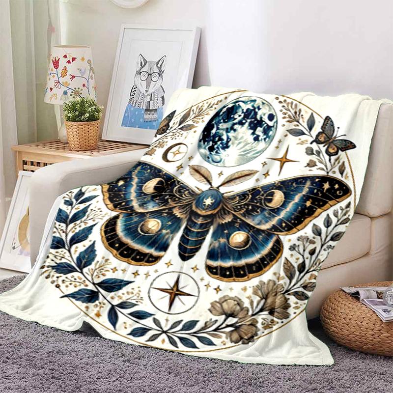 Dark Romance Butterfly Roses Blanket Sofa Blanket Camping Trip Bedroom Outdoor Plush Blanket Digital Printing