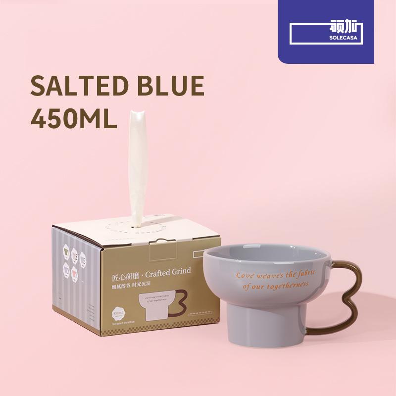 

SOLECASA Ceramic Mug Household Wide Mouth Coffee Cup Creative Handle Milk Tea Breakfast Cup Home Kitchen Accessories Gift 450ml
