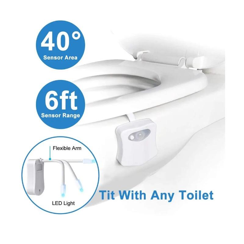 Cute Mini Human Body Infrared Induction LED Toilet Night Light, 8/16 Colors Bathroom Star Projector Lamp with Motion Sensor for Home Decor