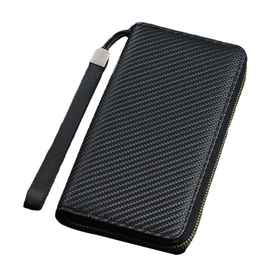 

Мужской кошелек, большой, на молнии, держатель для карт, кошелек для монет, однотонный, органайзер для удостоверения личности, кредитных карт, искусственный кожаный браслет чёрный