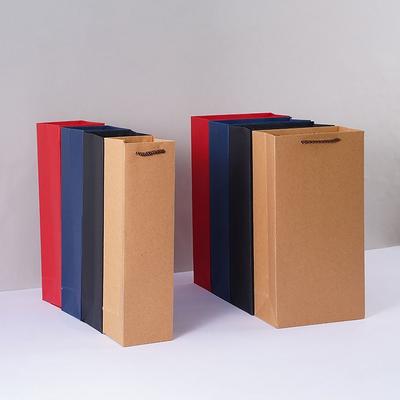 Gift Packaging Kraft Paper Bag Single/Double Bottle Packaging Handbag Flower Paper Bag Giveaways