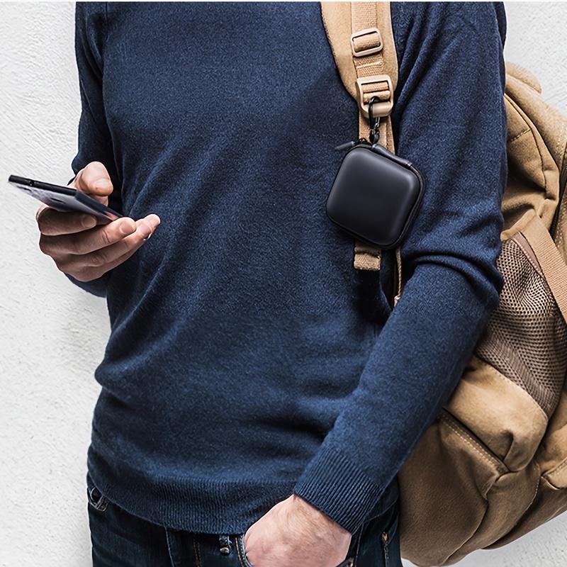 Luxuriöse kleine Aufbewahrungstasche mit Reißverschluss Mini Reise Kopfhörer Stoßfestes Etui Einfarbig Headset Schutzhülle Datenkabel Organizer Box