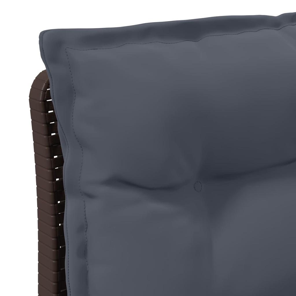 1 Seater Garden Sofa with Cushions Rattan Look PP Brown