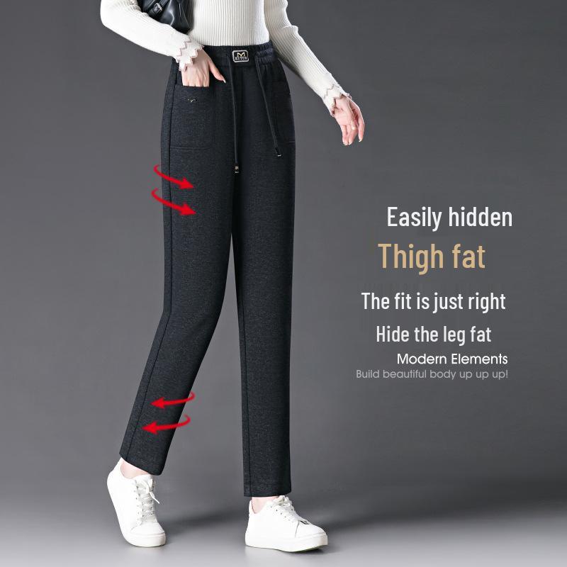 2024 Women's High Waist Wool Harem Pants - Plus Size & Casual Fit for Autumn