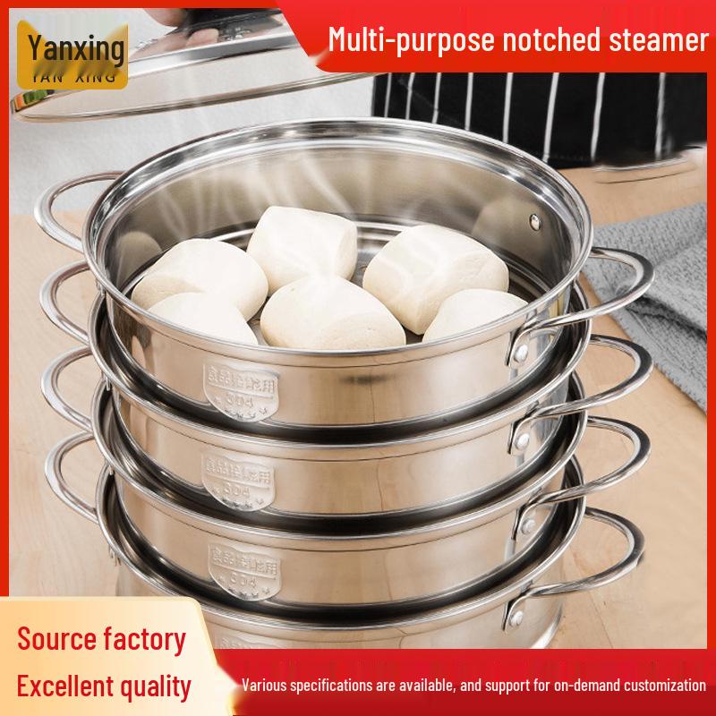 Vícevrstvá embosovaná nerezová sada napařovacích hrnců s napařovací podložkou potravinářské kvality a varnou základnou pro domácí a komerční použití