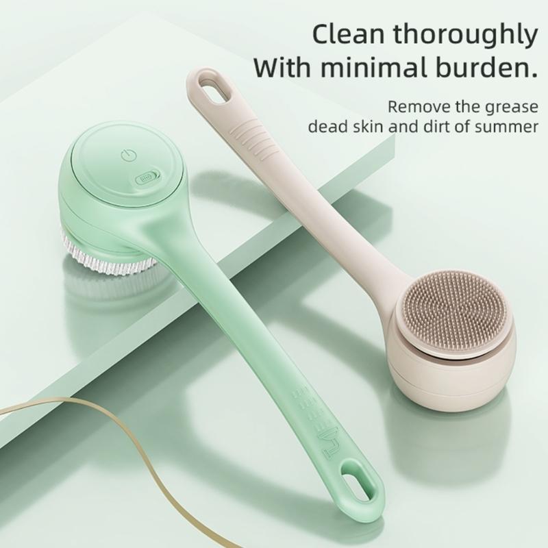 Two Speed Electric Shower Brush with Detachable Heads Electric Body Brush Back Scrubber with 4 Brush Heads Easy to Use