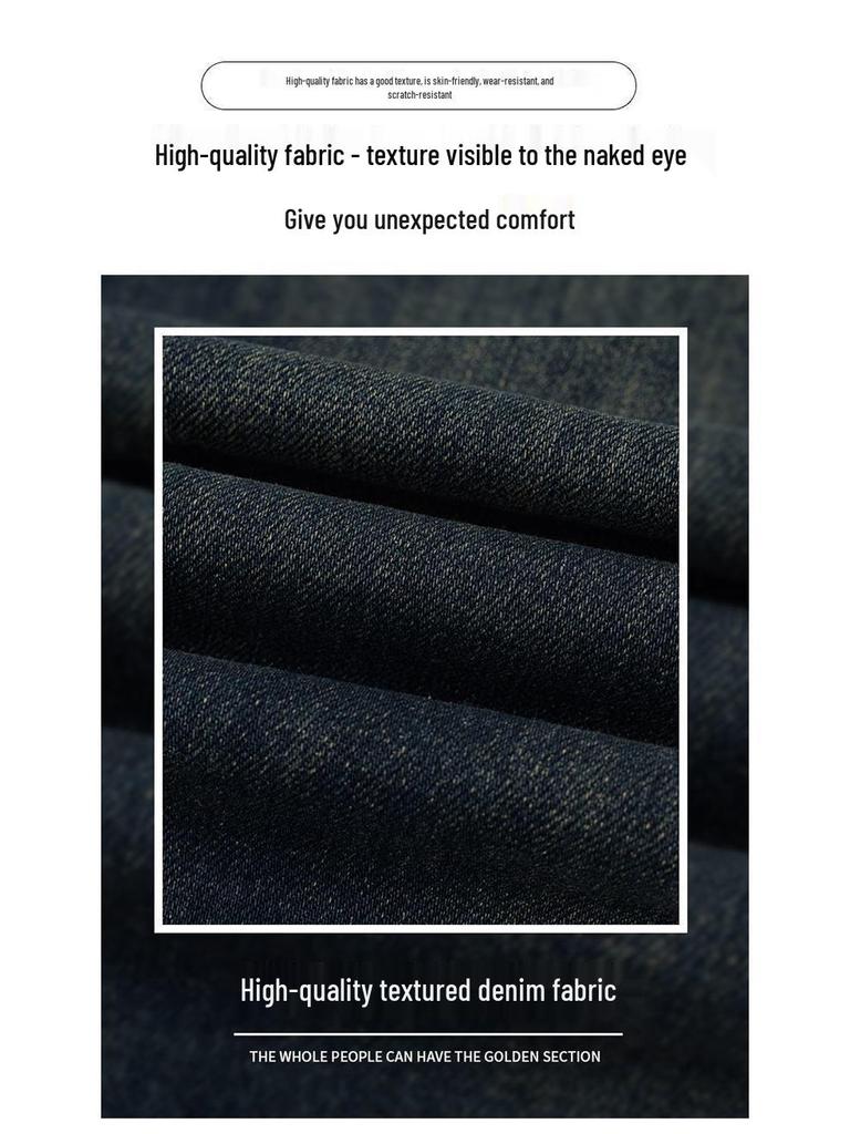 Women's Fleece-Lined Elastic Waist Denim Pants - Wide-Leg, Thickened for Autumn/Winter