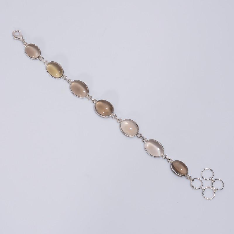 

Fabulous Top Grade Qualite 100% Natural Smoky Quartz Oval Shape Ethnic Style Handmade Jewelry 925 Steling Silver Bracelet 7-8 WSJ-5220 7-8