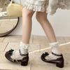 Fashion Vintage Cute Bow French Block Heel Shallow Single Shoes Summer Fashion Round Toe One Strap Versatile Non-Slip Mary Jane Shoes