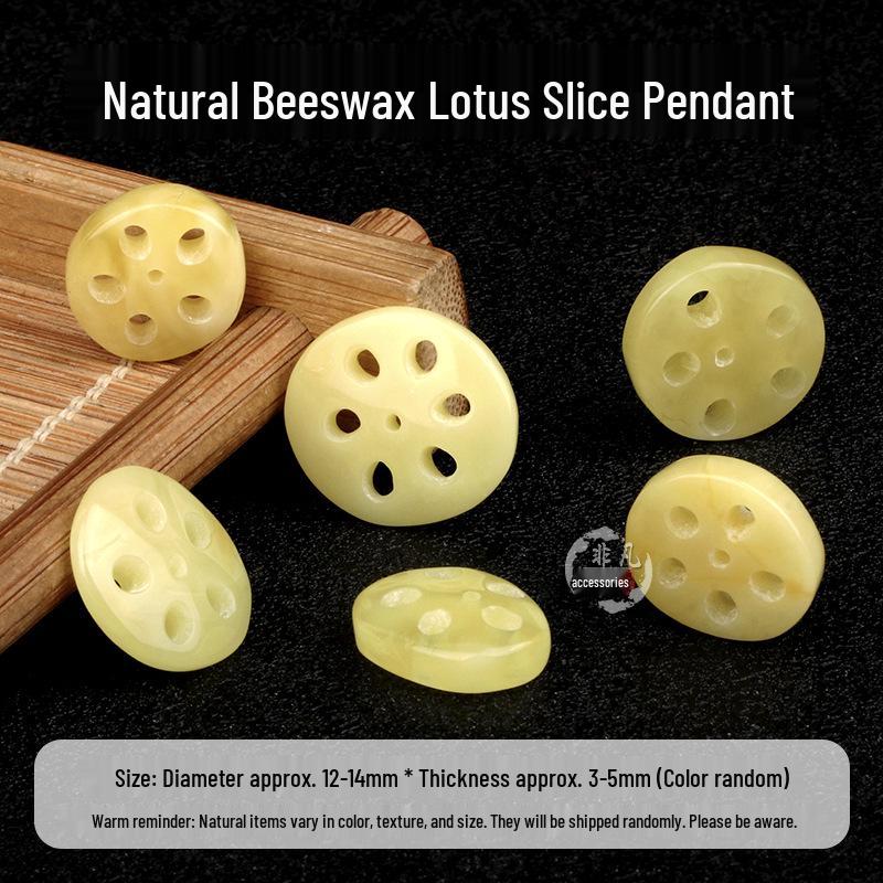 Amber Beeswax Lotus Root Slice Pendant Charm Necklace DIY Accessory