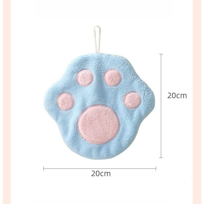 Hand Towel Can Be Hung Up Cat Footprints Cartoon Animal Hand Towel Cleaning Tables Washing Dishes Adult Hand Towels Quick Drying Towel