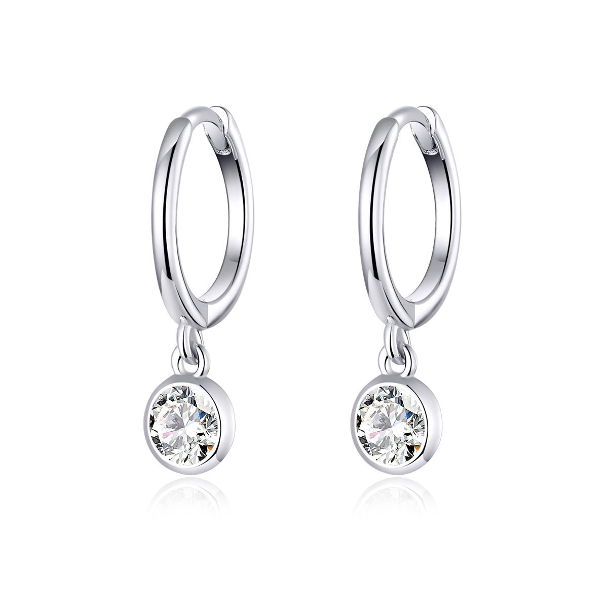 925 Sterling Silver Clear CZ Waterdrop Hoop Earrings for Women Platinum Plated Statement Luxury Jewelry Bamoer SCE830