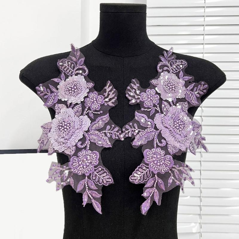 Sewing On Iron On Flower Patches with Sequins Embroidery for Easy Crafting Projects Polyester