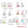 4Pcs 3D Easter Bunny Stickers Self-adhesive Cartoon Rabbit Stickers Decorations  Home Decoration