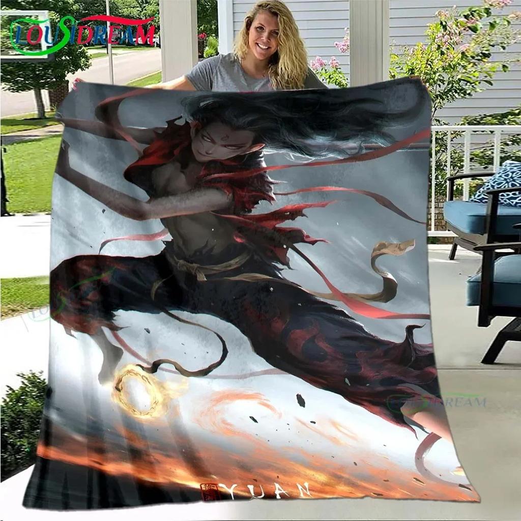 Famous Film Role Nezha Printed Soft Blanket Living Room Bedroom Sofa Bed Blanket Gift Portable Picnic Blanket Luxury Gift