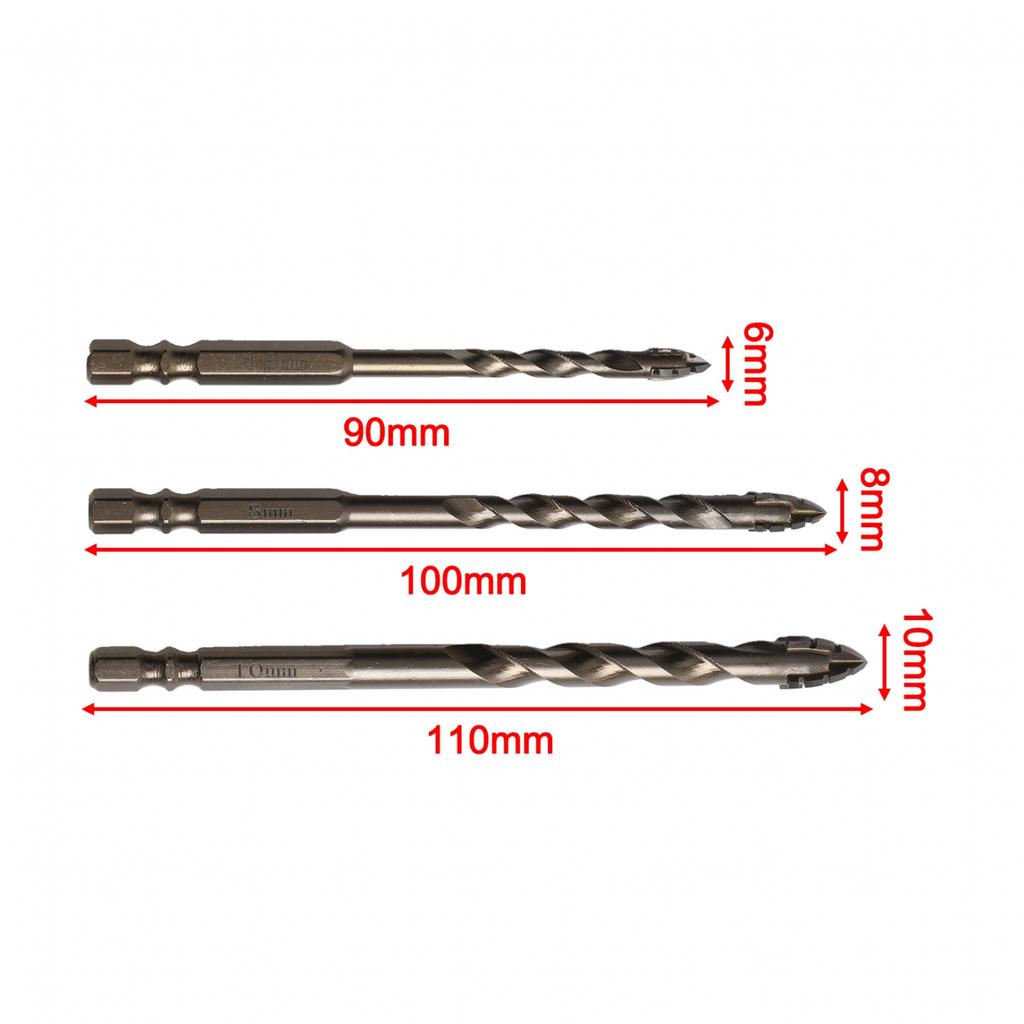 Tungsten Steel Triangle Drill Bit Set 3pcs Perfect for Tile Applications