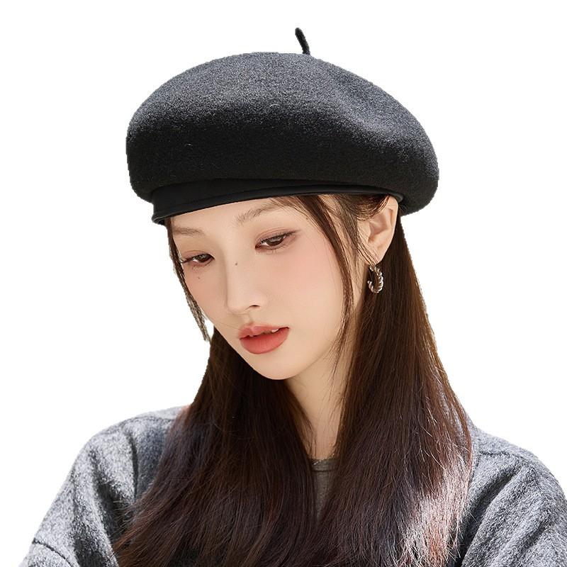 British Style Retro Beret Autumn and Winter Hat for Women Warm Literary Painter Hat Korean Style Versatile Big Head Squash Hat