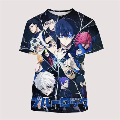 Anime Blue Lock Męska/Damska Dziecięca Koszulka z Nadrukiem 3D Moda Styl Harajuku Y2k Koszulka Piłkarska Oversize z Krótkim Rękawem
