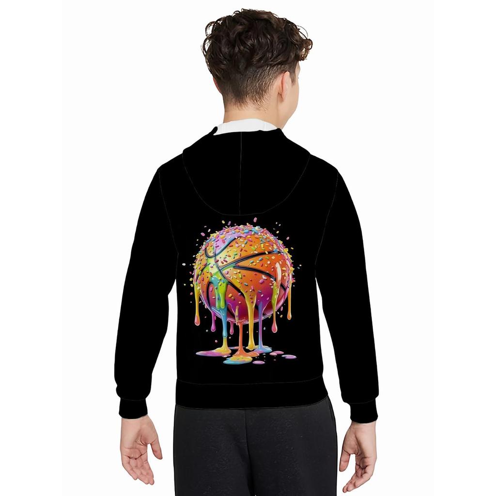 Kinderkleidung, kreativer 3D-bedruckter Kapuzenpullover für Jungen, lässiges Sport-Langarm-Kapuzenshirt für Jungen