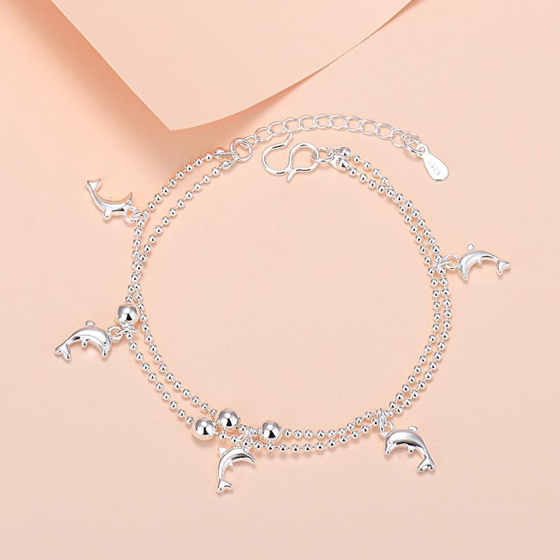 925 Silver Lucky Bead Charm Bracelet For Women Chain Round Bangles Fashion Luxury Quality Jewelry Christmas Accessories