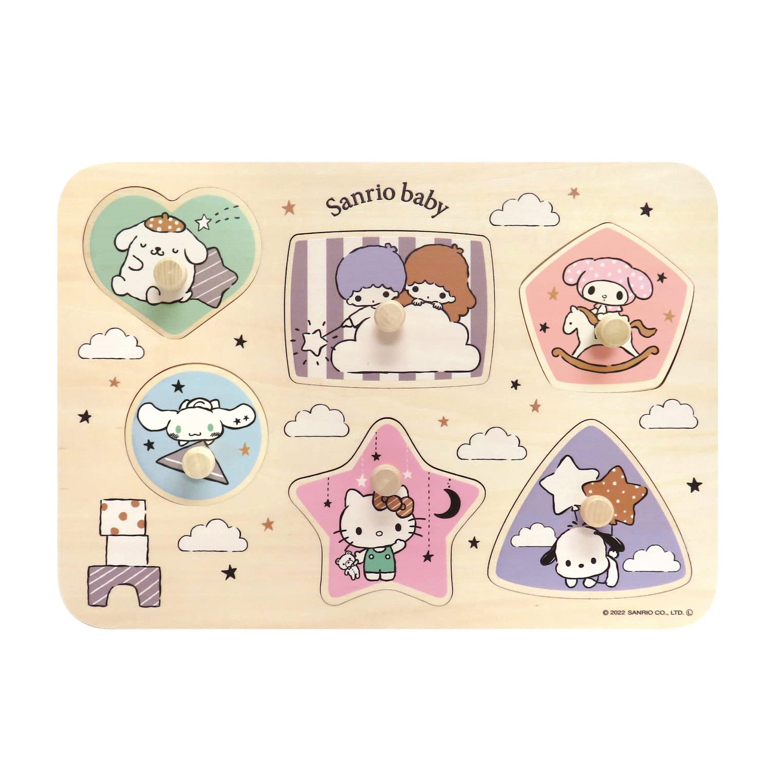 

Sanrio Baby Деревянный пазл 6 деталей с колышками бежевый