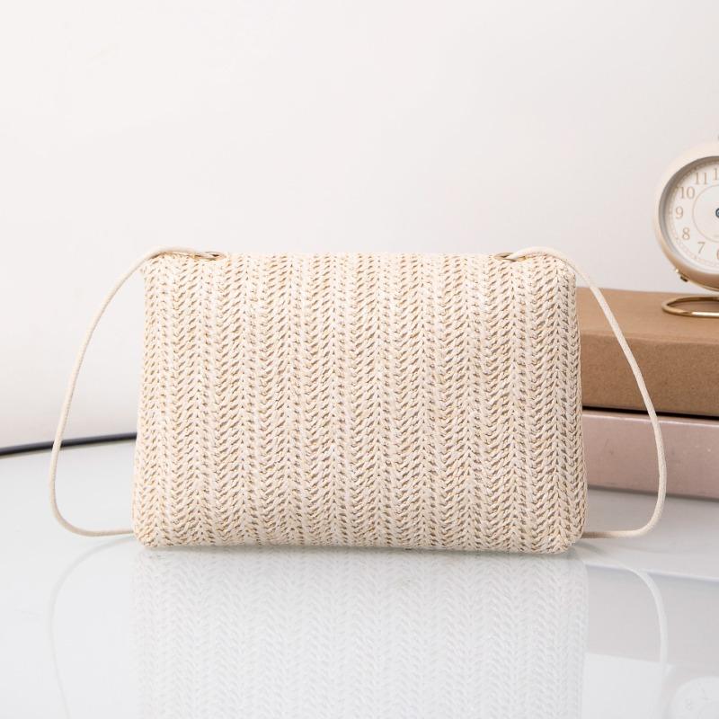 Flower Straw Bag Women's New Summer Simple Chain Fashion Simple Shoulder Bag Casual Commuter Messenger Bag