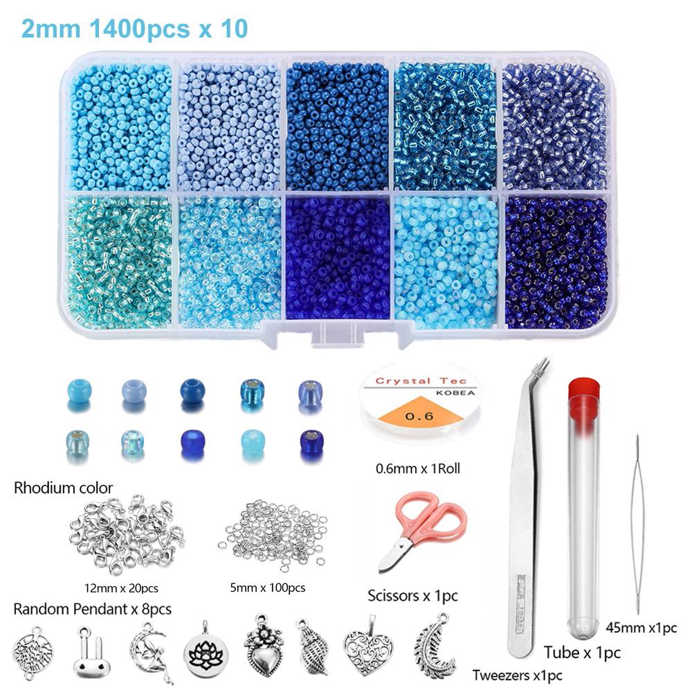 14000 Stück Tschechische Glas-Samenperlen Gürtel Box-Set Charm Perlen für DIY Ohrring Armband Halskette Schmuckherstellung Zubehör Kits
