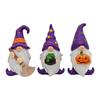 Halloween Gnome Statue Set of 3 Resin Figurines with Witch Hats and Seasonal Accessories for Indoor Outdoor Decor