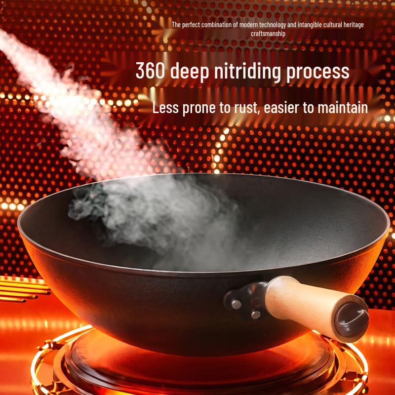 COOKER KING Traditional Cast Iron Flat-Bottom Wok