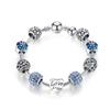White Round Beaded Bracelet with Pandora DIY Drip Oil Large Hole Bead