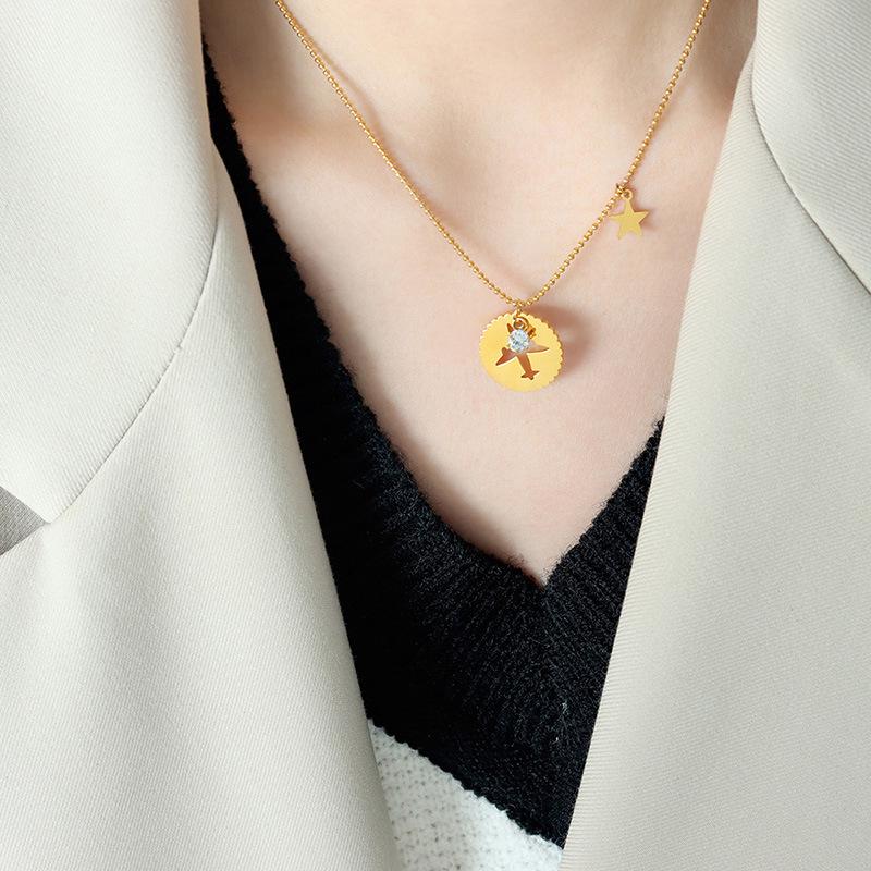 Korean Retro Gold-Plated Airplane Pendant Necklace