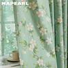 1 STÜCK NAPEARL Ländlicher Stil Sommer Grün Blumenmuster Vorhänge Vollverdunkelungsvorhänge für Schlafzimmer Wohnzimmer Balkonfenster zur Heimdekoration