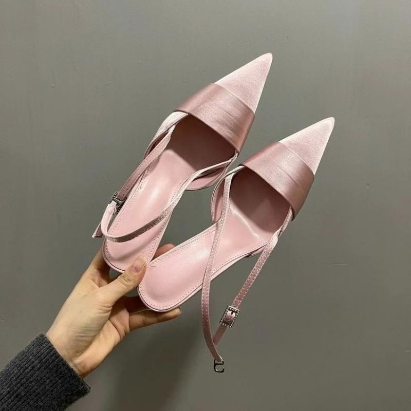 Fashion 2025 Pointed Toe Women Sandals Fashion High Heels Shoes Summer New Sexy Slippers Elegant Slingback Pumps Dress Zapatos Mujer