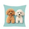 1Pc Cute Bichon Frise Pillow Covers - Polyester, 2D Double-Sided Printed, Floral Pillow Cases For Sofa & Bedroom, Perfect Pet Lo