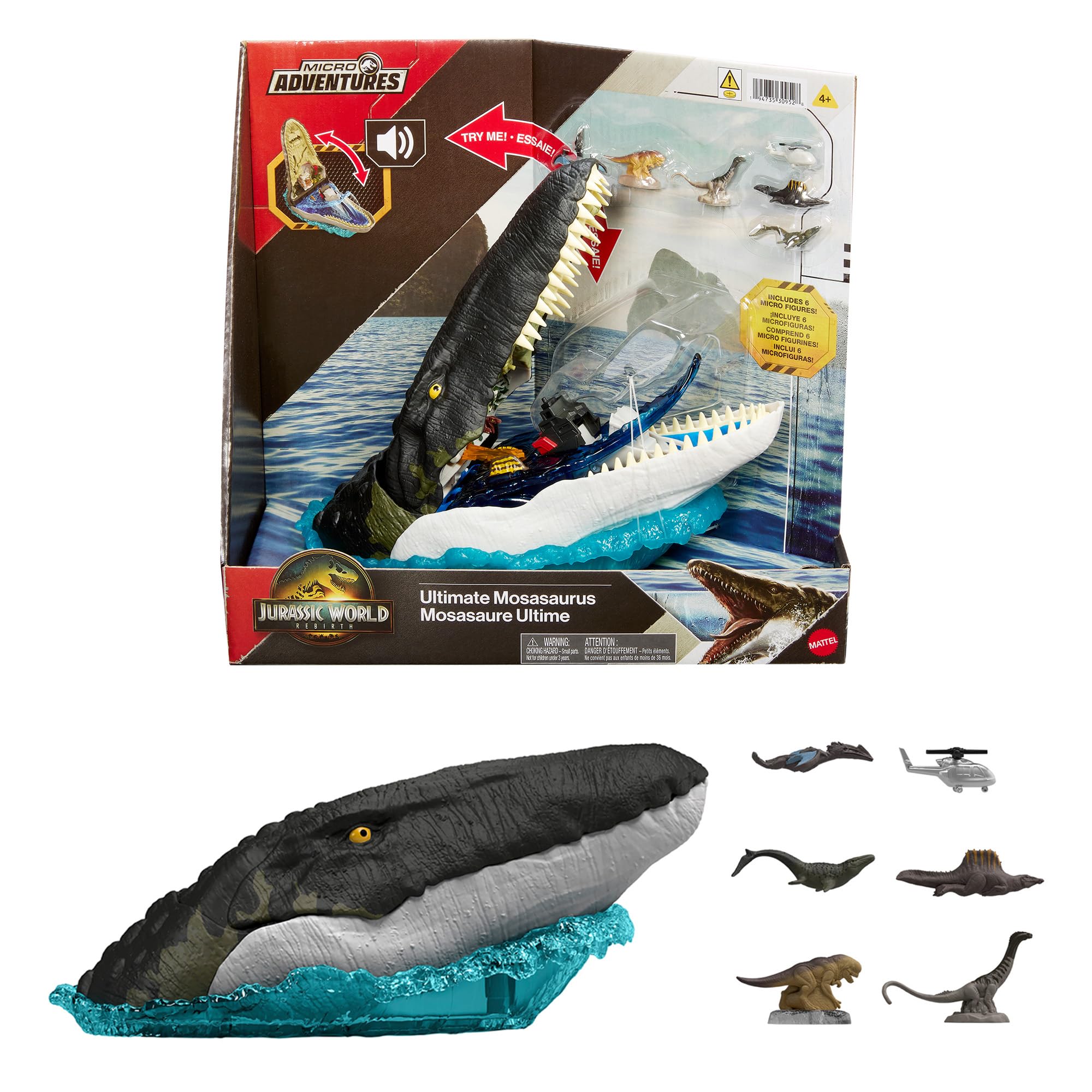 

Игровой набор «Голова динозавра» Mattel Jurassic World Deluxe, фигурка мозазавра, игрушка-динозавр для детей от 4 лет, многофункциональный JGB60