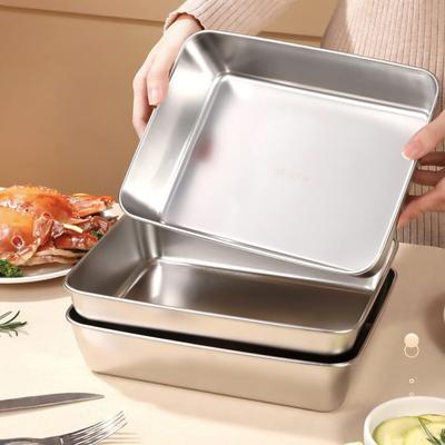 Kwadratowa płyta ze stali nierdzewnej z pokrywką, prostokątna miska do przechowywania żywności, komercyjna taca na naczynia, duży pojemnik na świeży lunch