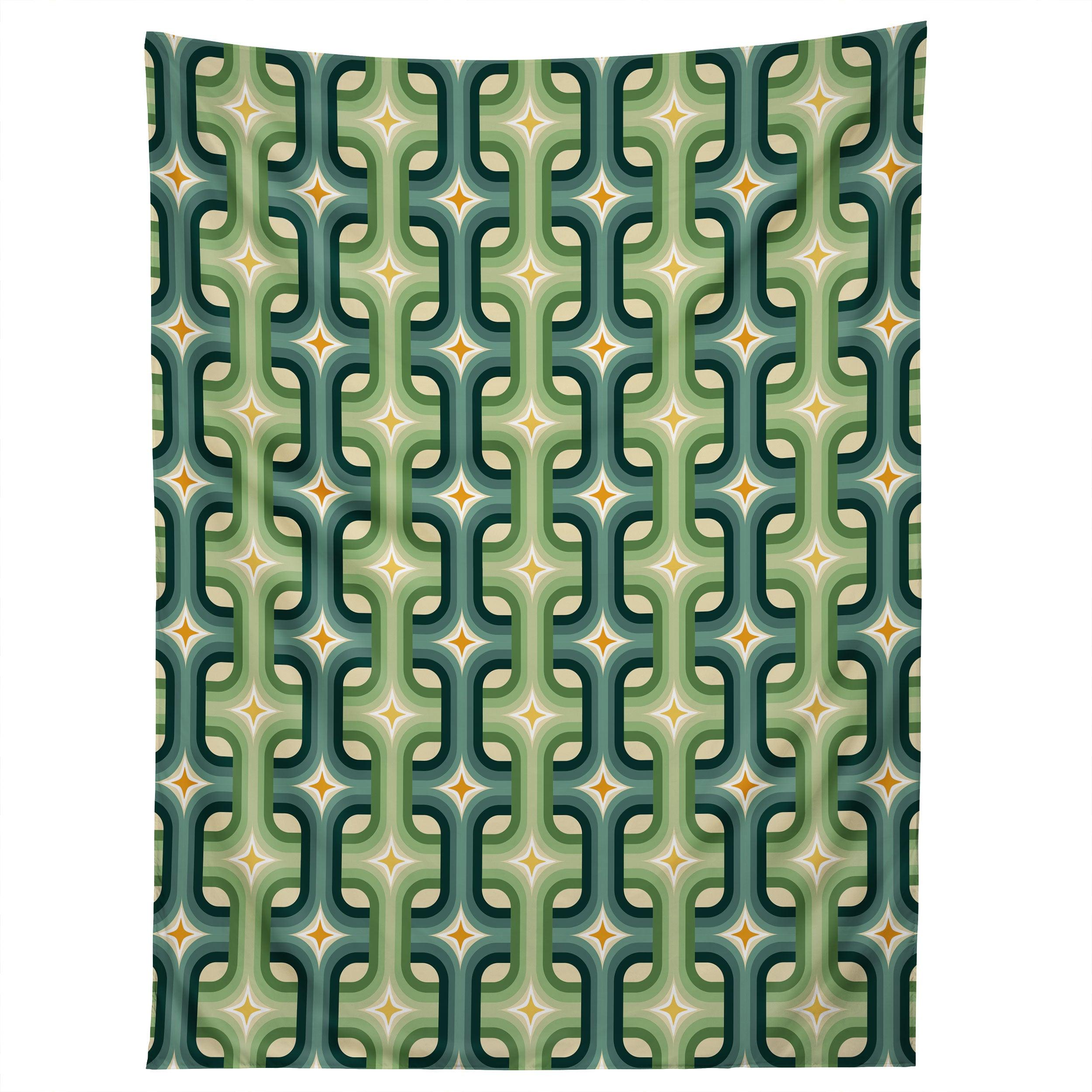RETRO CHAIN PATTERN TEAL tapestry 75x100 чёрный
