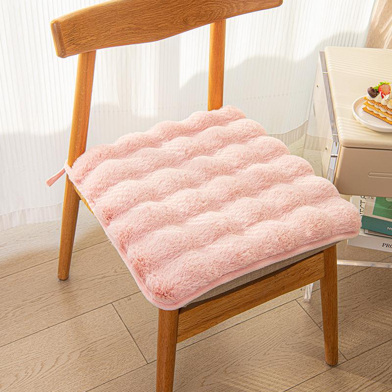 Light Luxury Rabbit Plush Seat Cushion Chair Pad Classroom Office Winter Student Sedentary Comfortable Warm Cozy Essential Aid