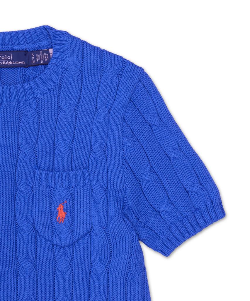 POLO RALPH LAUREN Cable Knit Cotton Short Sleeve Sweater - Blue