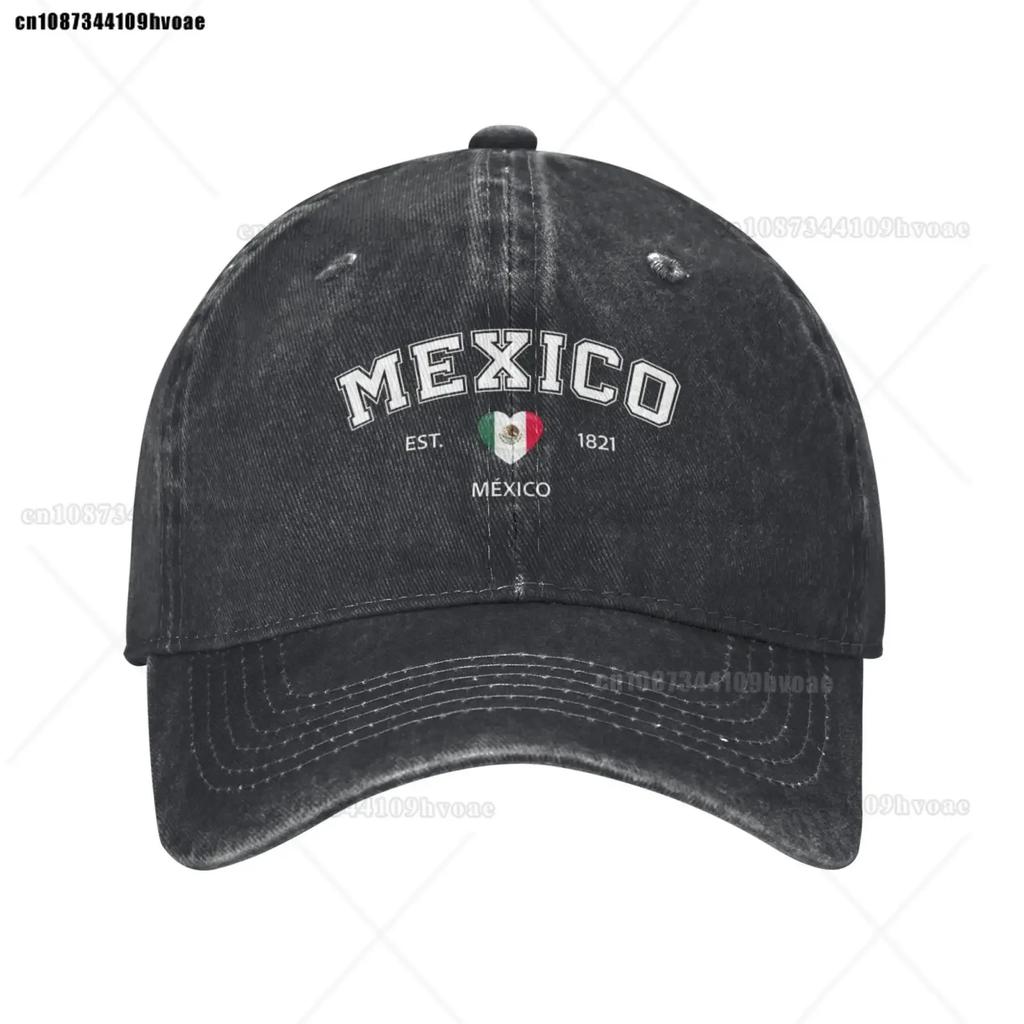 Mexico Flag Caps EST.1821 Retro Cowboy Washed Baseball Caps Female Sport Denim Sunscreen Hats Spring Summer Cap Unisex Trucker Cap