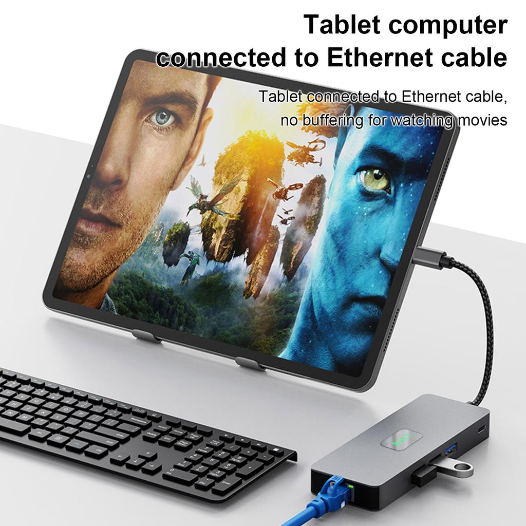 8 In 1 TYPE-C To RJ45 Gigabit USB 3.0 HDMI DP PD100W Interface Hub Adapter Dock