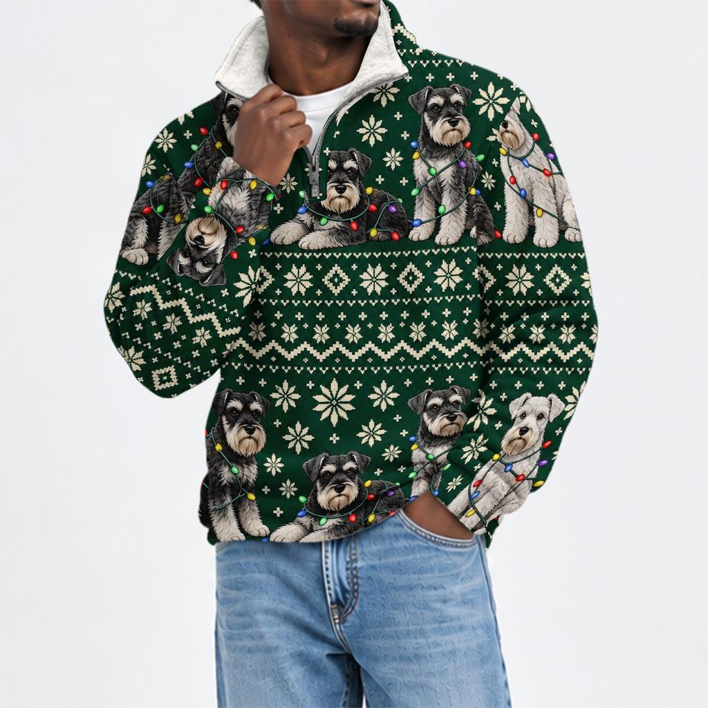 Men's Fall Winter Flannel Christmas Print Sweatshirt Casual Holiday Pullover Top