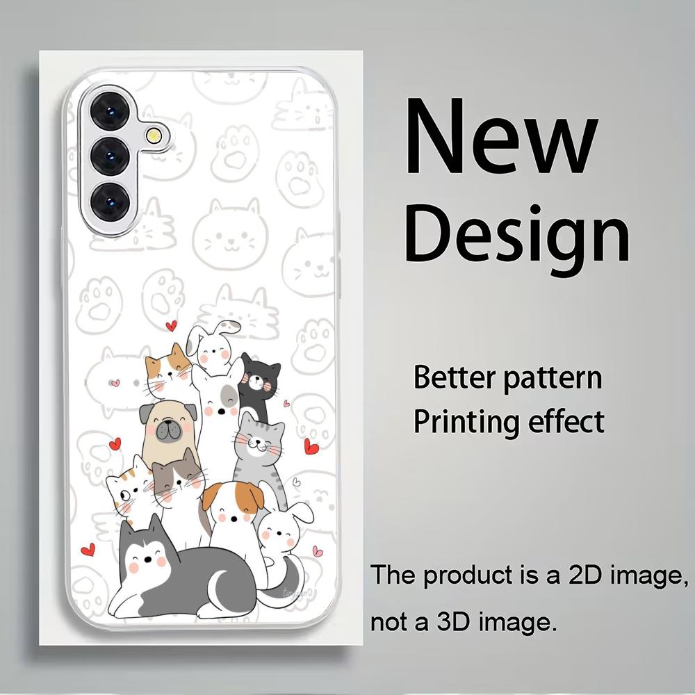Cute cartoon animal silver plated glass phone case suitable for Samsung Galaxy S26 S25 S24 S22 S21 S20 FE/Ultra/Plus anti drop