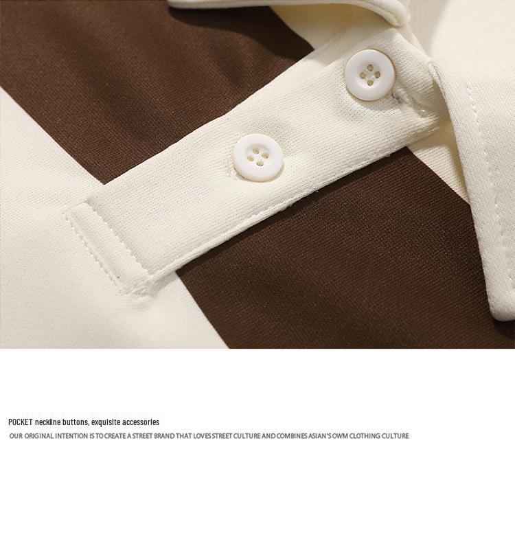 2025 Spring & Fall Trendy Loose Striped Double Pique Sweatshirt Unisex Hong Kong Style