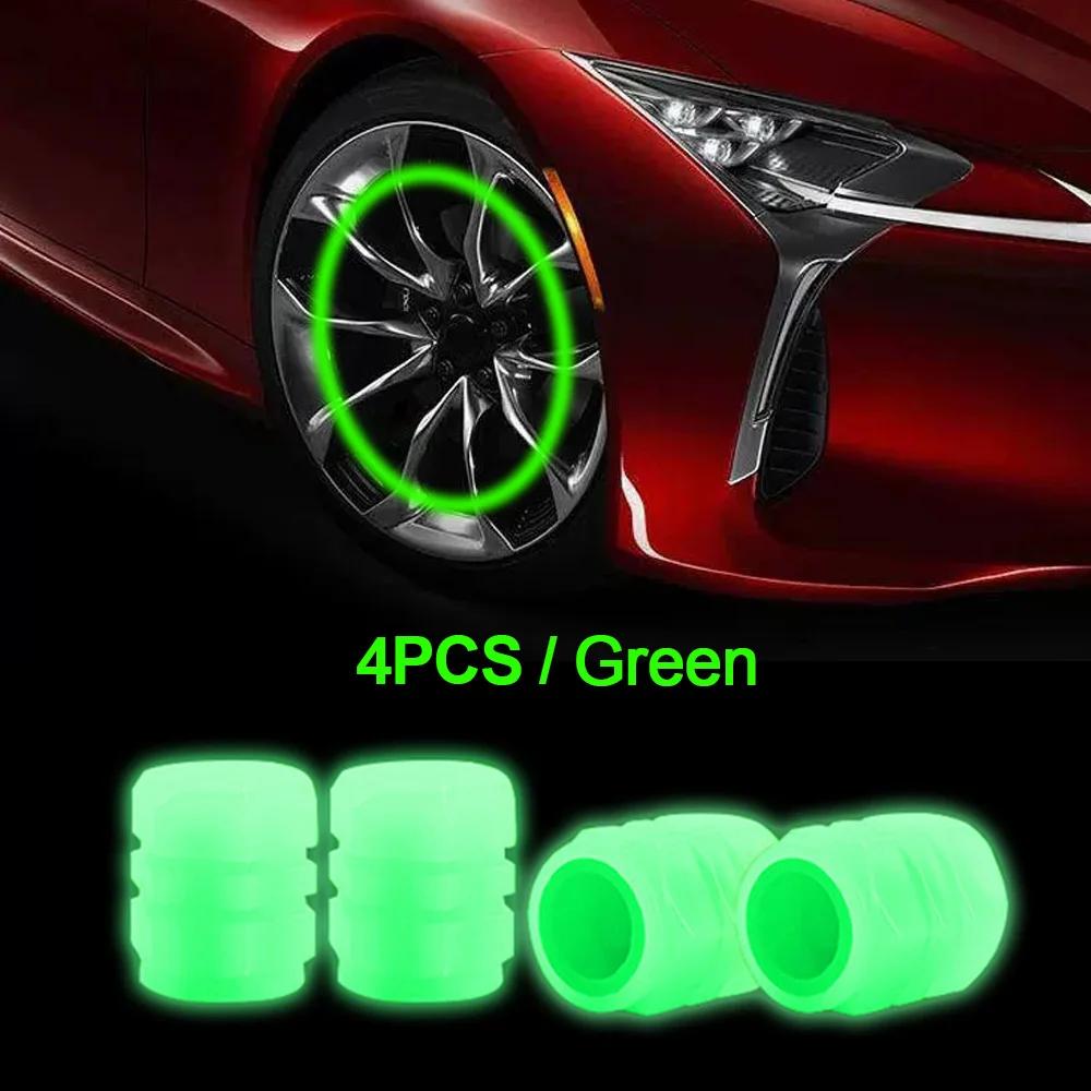Car Luminous Tire Valve Cap Motorcycle Bike Wheel Nozzle Fluorescent External Accessories Decor Tyre Valve Stem Luminous Caps